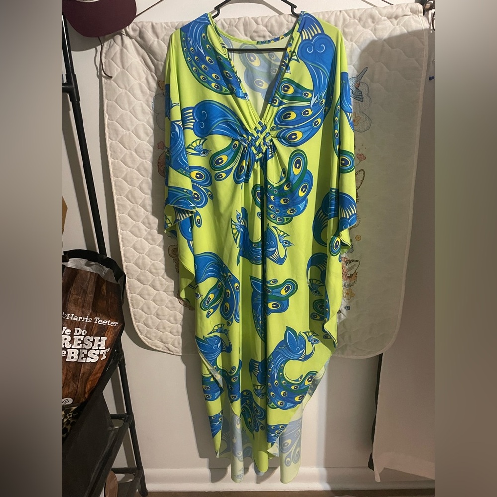 Amazon Long Sleeve Dress in Blue and Green